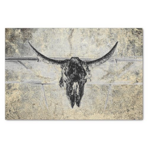 Rustic Western Cow Skull Black Texture Decoupage Tissue Paper