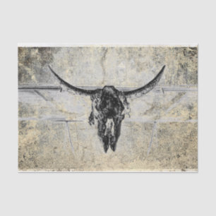 Rustic Western Cow Skull Black Texture Decoupage Tissue Paper