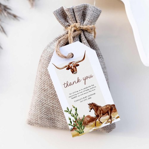 Rustic Western Cowboy Baby Shower Gift Tags