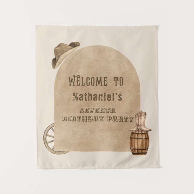 Rustic western cowboy  birthday backdrop  (Front)
