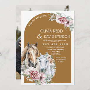 Rustic Western Cowboy Boho Floral Wedding Invitation