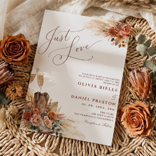 Rustic Western Cowboy Boot Pampas Boho Wedding Invitation