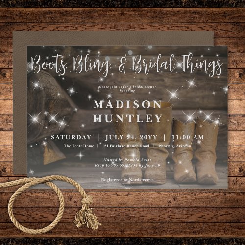 Rustic Western Cowboy Boots for Two Bridal Shower Invitation