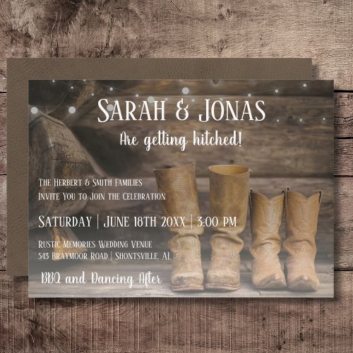 Rustic Western Cowboy Boots for Two Invitation