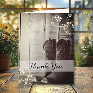 Rustic Western Cowboy Boots Sympathy Thank You Card