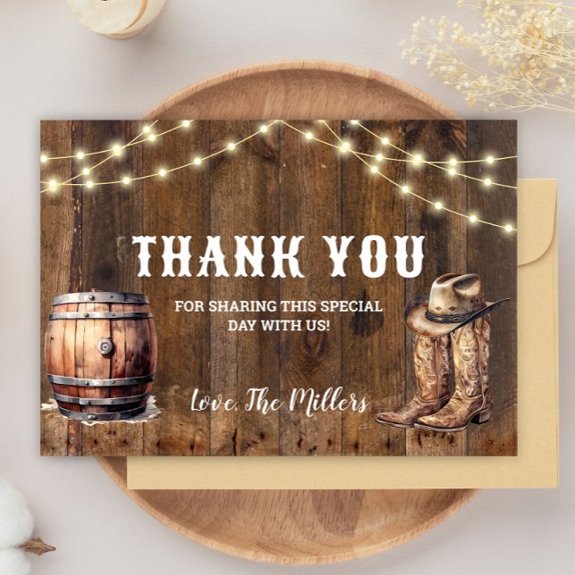 Rustic Western Cowboy Boots Thank You Card  (Creator Uploaded)