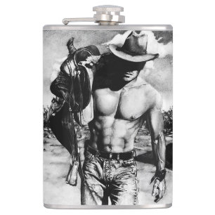 Rustic Western Cowboy Cool Masculine Art Modern Flask