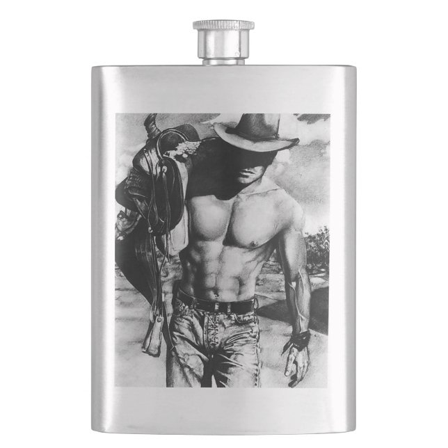 Rustic Western Cowboy Cool Original Art Classic  Flask (Front)