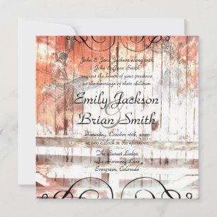Rustic western cowboy fence wedding invitations