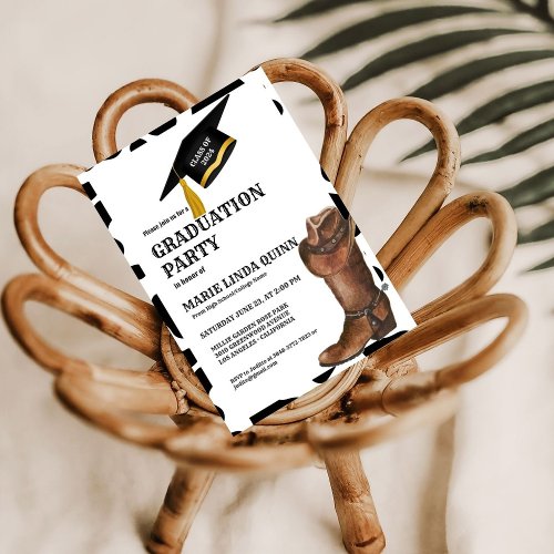 Rustic Western Cowboy Graduation Party Invitation