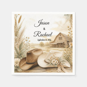 Rustic Western Cowboy Hat Wedding Cocktail Napkins
