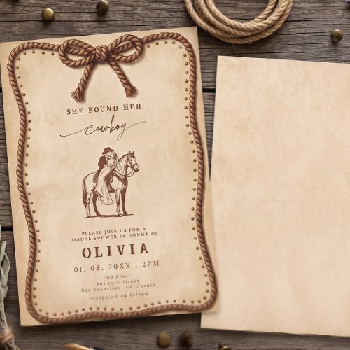 Rustic Western Cowboy Horse Bridal Shower Invitation