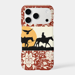 Rustic Western Cowboy Horse Floral Folk Art Sunset iPhone 17 Pro Case