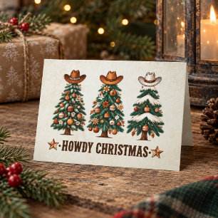 Rustic Western Cowboy Howdy Christmas Card