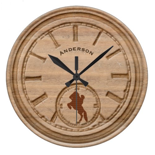 Rustic Western Cowboy Large Clock
