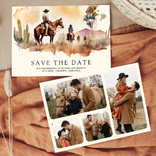 Rustic Western Cowboy Photo Collage Wedding Save The Date