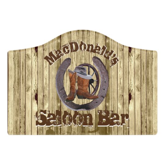 Rustic Western Cowboy Saloon Bar Door Sign