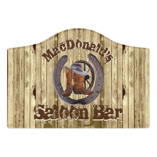 Rustic western cowboy saloon bar door sign (Small Crest Front)