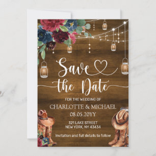 Rustic Western Cowboy Save the Date Wedding Invitation