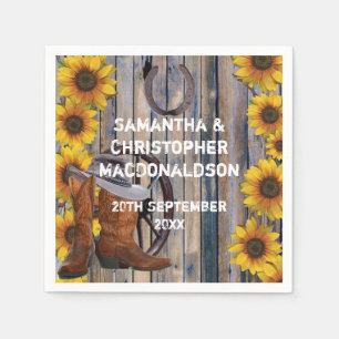 Rustic western cowboy theme country floral wedding paper napkins