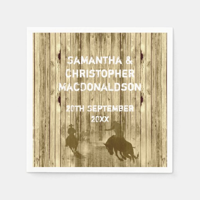 Rustic western cowboy wild west theme wedding napkins (Front)
