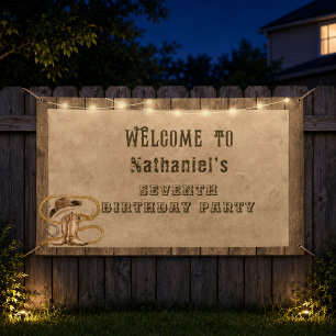 Rustic western cowboy you are wanted birthday  banner