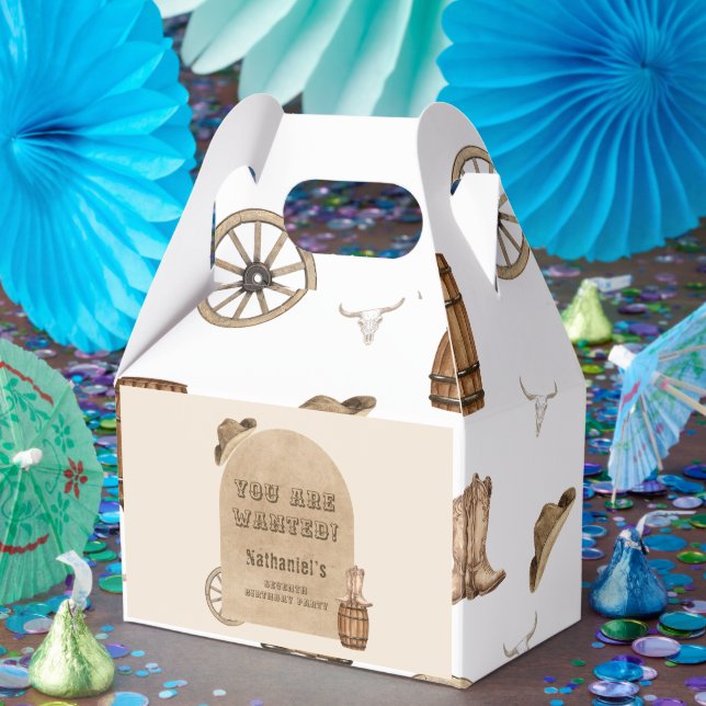 Rustic western cowboy you are wanted birthday  favor boxes (Party)