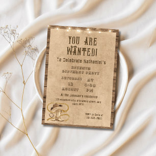 Rustic western cowboy you are wanted birthday invitation