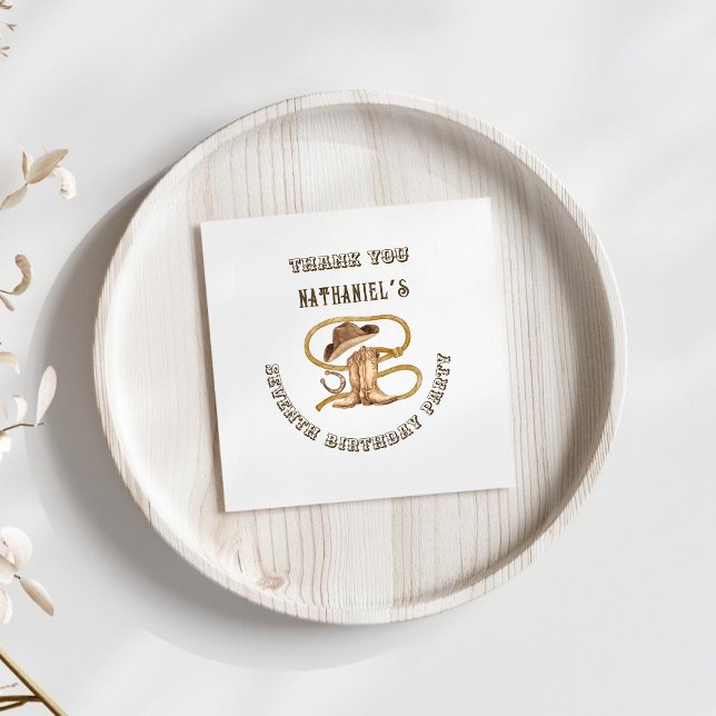 Rustic western cowboy you are wanted birthday  napkins (Creator Uploaded)