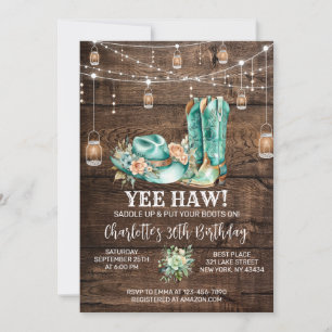 Rustic Western Cowgirl Birthday Party Invitation