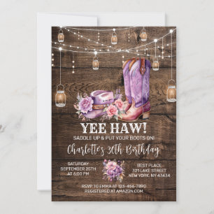 Rustic Western Cowgirl Birthday Party Invitation