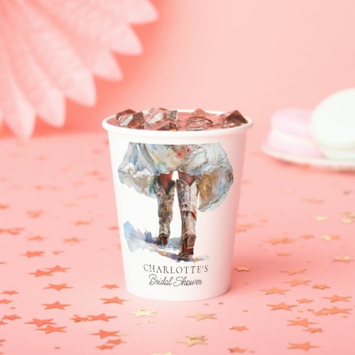 Rustic Western Cowgirl Boots Bridal Shower  Paper Cups