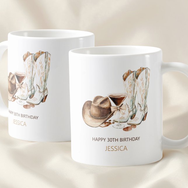 Rustic Western Cowgirl Boots Happy 30th Birthday Coffee Mug (Rustic Western Cowgirl Boots Happy 30th Birthday Coffee Mug)