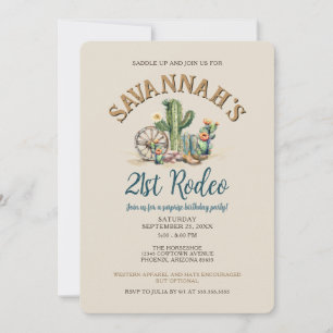 Rustic Western Cowgirl Rodeo Birthday Party Invitation