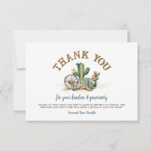 Rustic Western Cowgirl Rustic Cactus Thank You