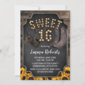 Rustic Western Cowgirl Vintage Sunflower Sweet 16 Invitation (Front)