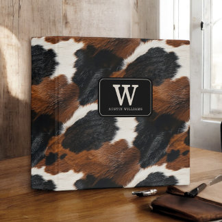 Rustic Western Cowhide Pattern 3 Ring Binder