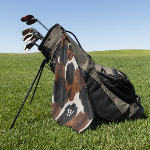 Rustic Western Cowhide Pattern with Monogram Golf Towel