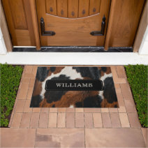 Western Cowgirl Brown Flowers Doormat