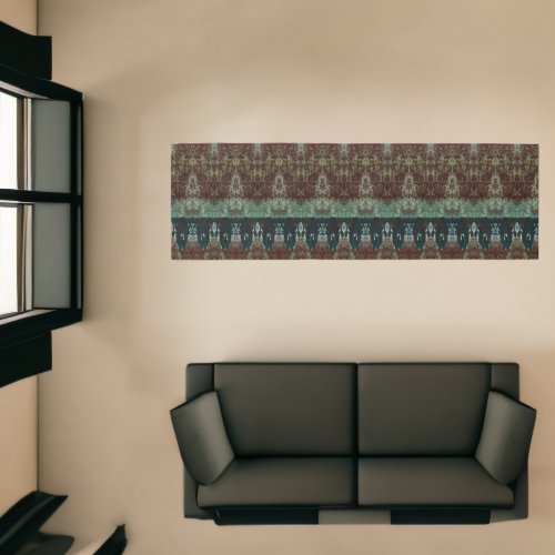 Rustic Western Dark Green Red Pattern Bull Skull Runner