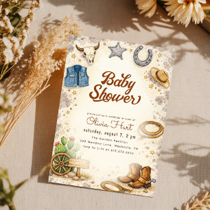 Rustic Western Desert Cowboy Baby Shower Invitation