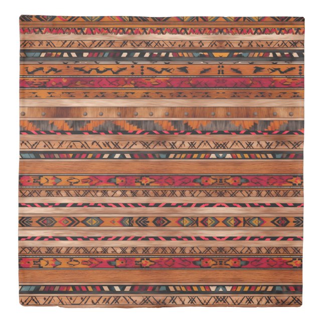 Rustic Western Desert Cowboy Pattern Duvet Cover – (Front)