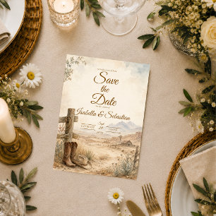 Rustic Western Desert Wedding Save The Date