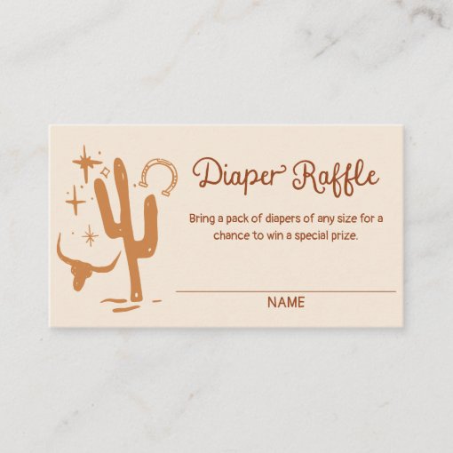 Rustic Western Diaper Raffle Game Ticket Enclosure Card | Zazzle