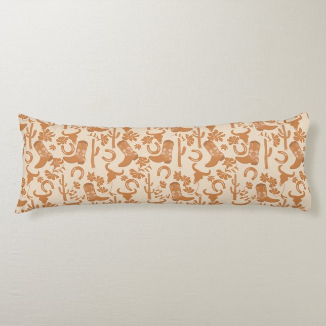 Rustic Western Earth Tone Country Cowboy Boots Body Pillow (Front)