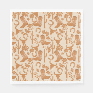 Rustic Western Earth Tone Country Cowboy Boots Napkins