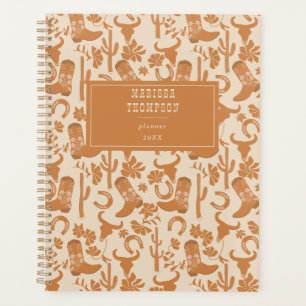 Rustic Western Earth Tone Country Cowboy Boots Planner