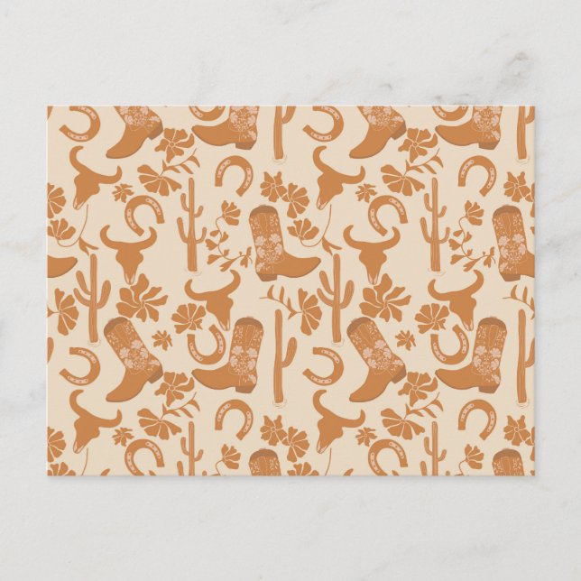 Rustic Western Earth Tone Country Cowboy Boots Postcard (Front)