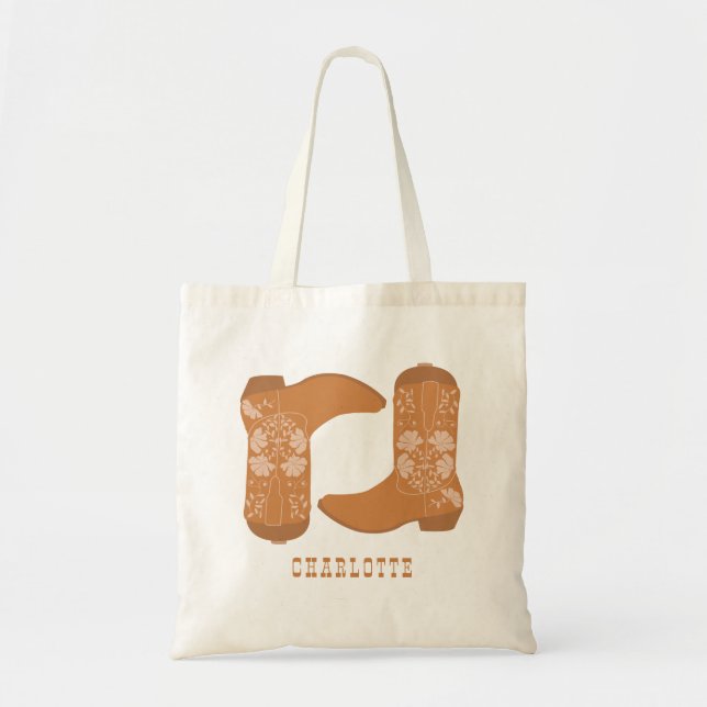 Rustic Western Earth Tone Country Cowboy Boots Tote Bag (Front)