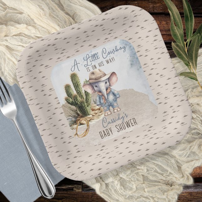 Rustic Western Elephant Cowboy Boy Baby Shower Paper Plates (Rustic Western Elephant Cowboy Boy Baby Shower Paper Plates)